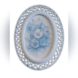 Blue Floral Oval Wall Art